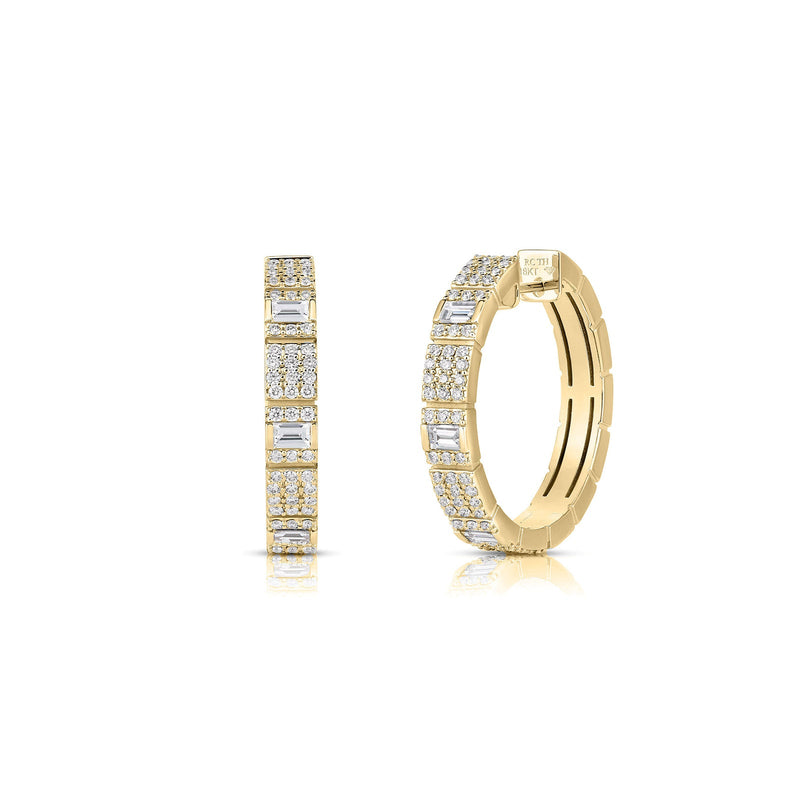 Roberto Coin Obelisco Mixed Cut Diamond Hoop Earrings-Roberto Coin Obelisco Mixed Cut Diamond Hoop Earrings - 8883549AYERX
