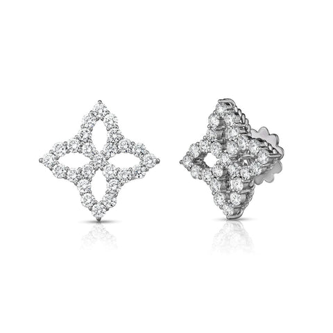 Roberto Coin Princess Flower Diamond Large Outline Stud Earrings-Roberto Coin Princess Flower Diamond Large Outline Stud Earrings - 8882350AWERX