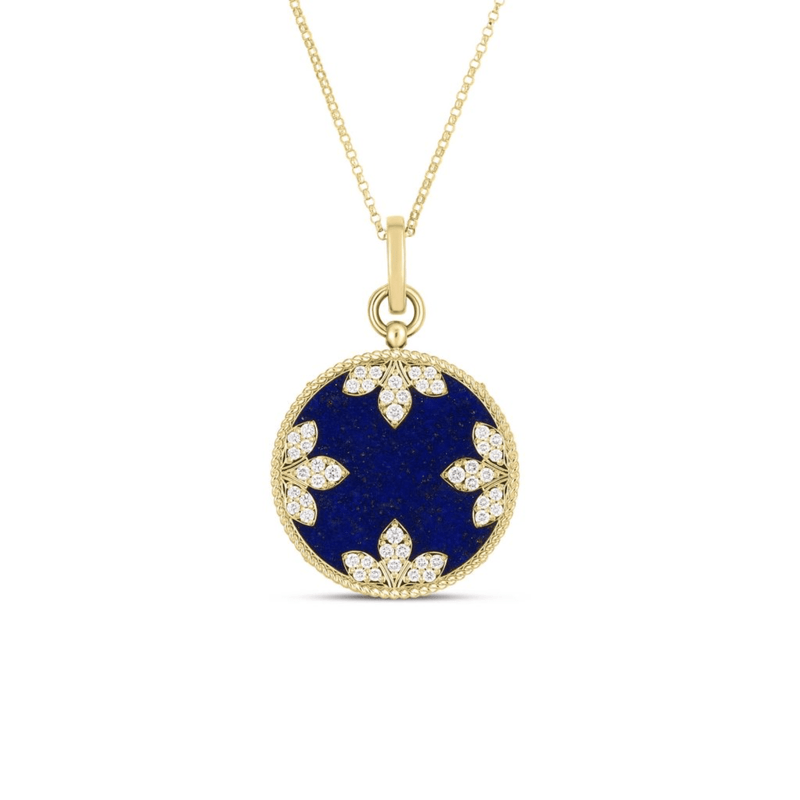 Roberto Coin Venetian Medallions Large Diamond & Lapis Necklace-Roberto Coin Venetian Medallions Large Diamond & Lapis Necklace - 8883425AY17XL