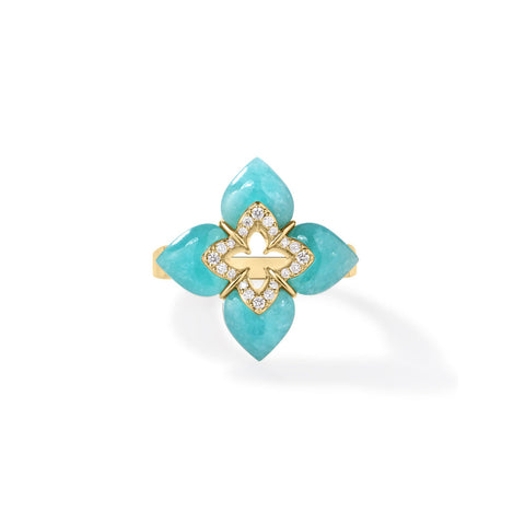 Roberto Coin Venetian Princess Amazonite & Diamond Ring-Roberto Coin Venetian Princess Amazonite Diamond Ring - 8883529AY65XA