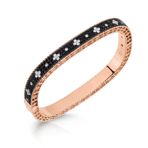 Roberto Coin Venetian Princess Black & White Diamond Narrow Bangle-Roberto Coin Venetian Princess Black & White Diamond Narrow Bangle - 8882250AXBAXS