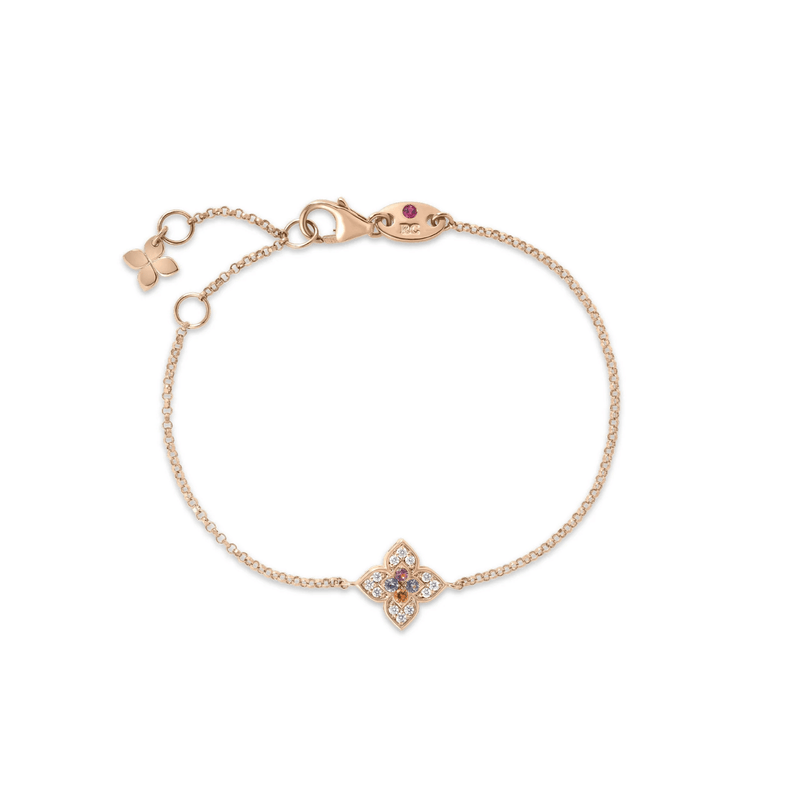 Roberto Coin Venetian Princess Carnival Pavé Diamond and Mixed Stones Small Flower Bracelet-Roberto Coin Venetian Princess Carnival Alternating Flower Bracelet - 8883454AXLBX