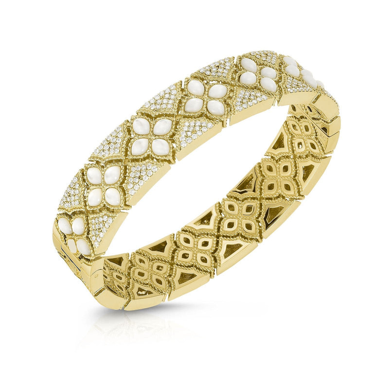 Roberto Coin Venetian Princess Diamond & Mother-of-Pearl Flower Bangle-Roberto Coin Venetian Princess Diamond & Mother - of - Pearl Flower Bangle - 7771782AYBAX