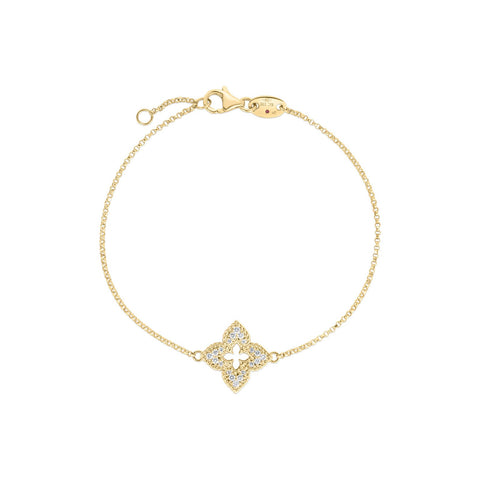 Roberto Coin Venetian Princess Small Diamond Pave Flower Bracelet-Roberto Coin Venetian Princess Small Diamond Pave Flower Bracelet in 18 karat yellow gold. 8883383AYLBX