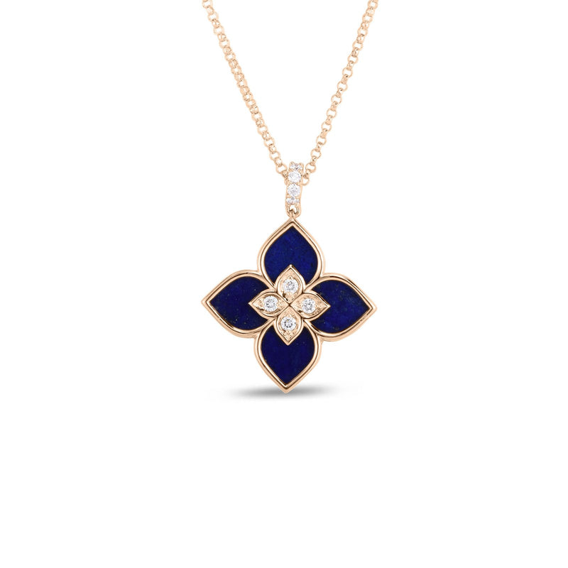 Roberto Coin Venetian Princess Small Lapis & Diamond Necklace-Roberto Coin Venetian Princess Small Lapis & Diamond Necklace - 7773195AX17XL