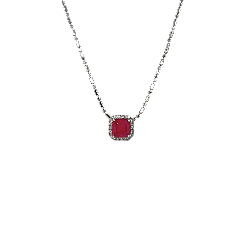 Ruby Diamond Necklace-Ruby Diamond Necklace - RNNEL00307