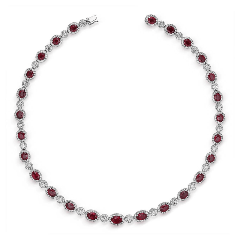 Ruby Diamond Necklace-Ruby Diamond Necklace - RNRTJ00046
