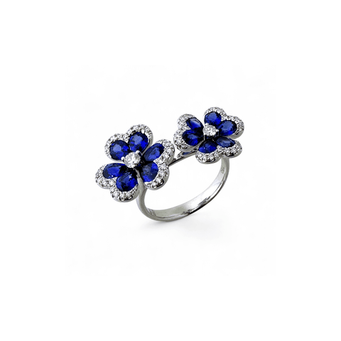 Sapphire Diamond Clover Ring-Sapphire Diamond Clover Ring SRTIJ02393