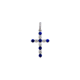 Sapphire Diamond Cross Pendant-Sapphire Diamond Cross Pendant - SPTIJ00687