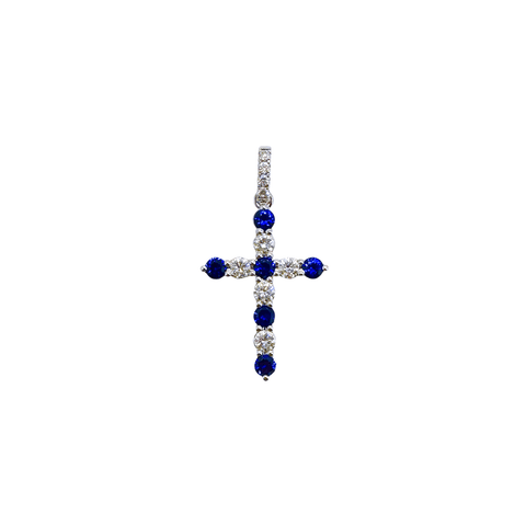Sapphire Diamond Cross Pendant-Sapphire Diamond Cross Pendant - SPTIJ00687