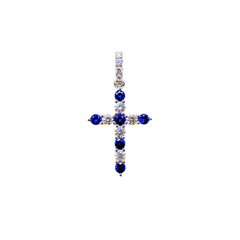 Sapphire Diamond Cross Pendant-Sapphire Diamond Cross Pendant - SPTIJ00695