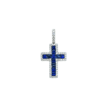 Sapphire Diamond Cross Pendant and Chain-Sapphire Diamond Pendant SPTIJ00760