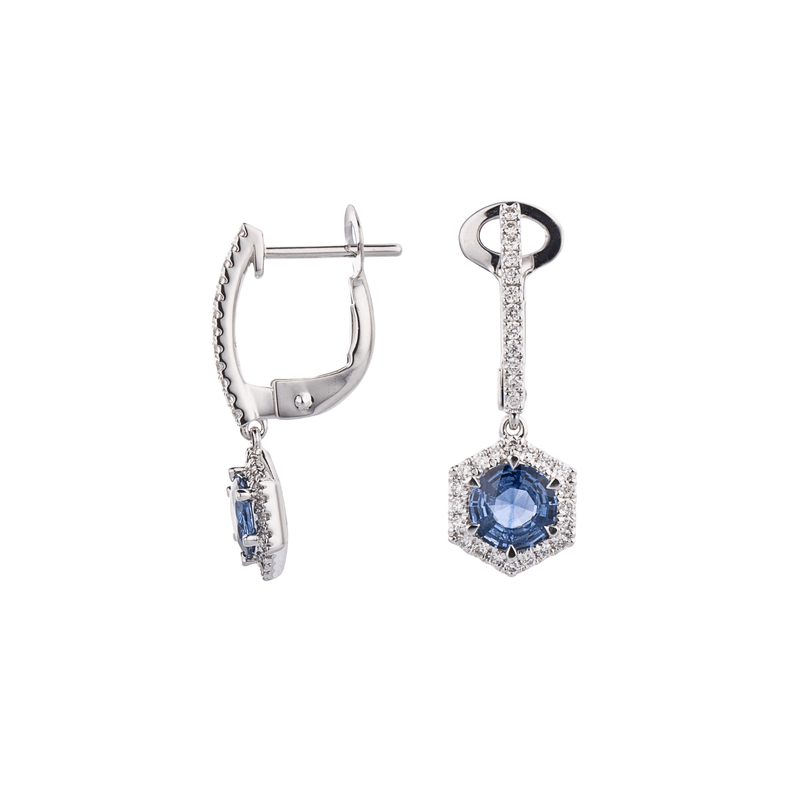Sapphire Diamond Earrings-Sapphire Diamond Earrings - SENEL00349