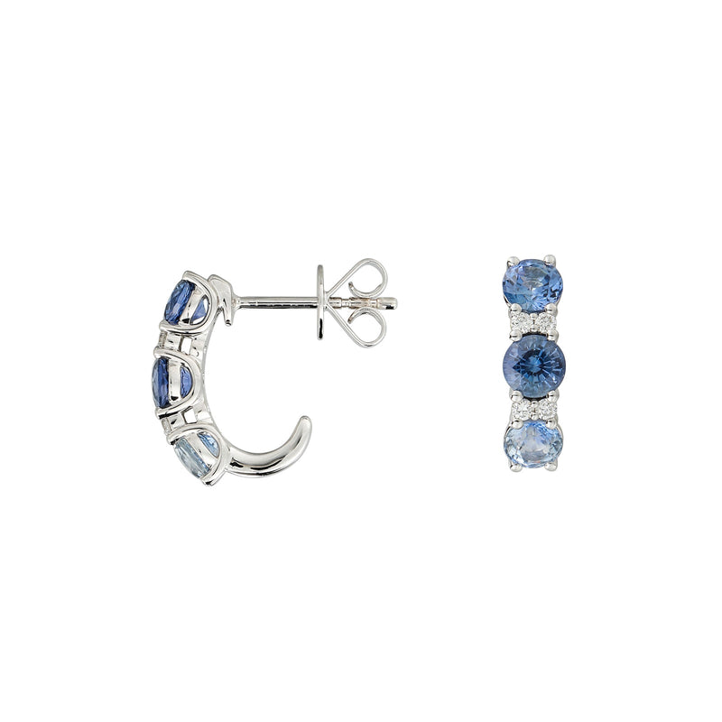 Sapphire Diamond Huggie Earrings-Sapphire Diamond Huggie Earrings - SENEL00315