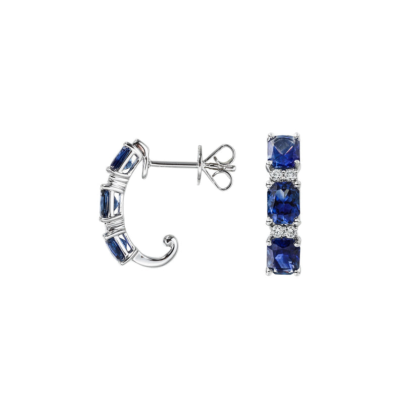 Sapphire Diamond Huggie Earrings-Sapphire Diamond Huggie Earrings - SENEL00323