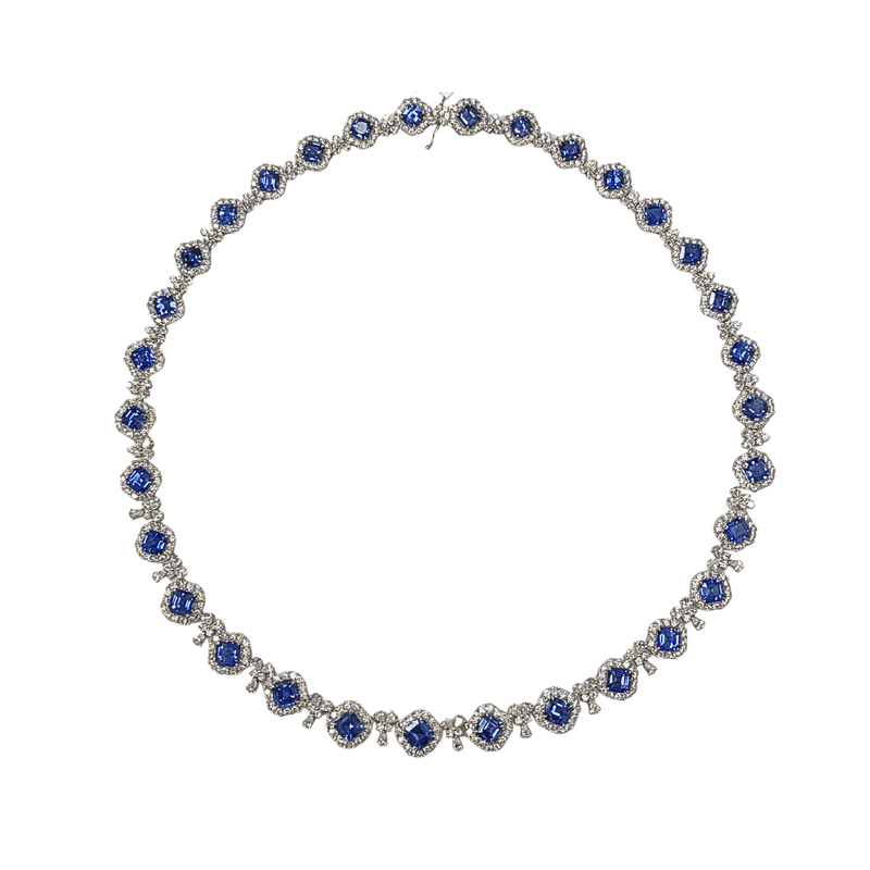 Sapphire Diamond Necklace-Sapphire Diamond Necklace - SNNEL00323