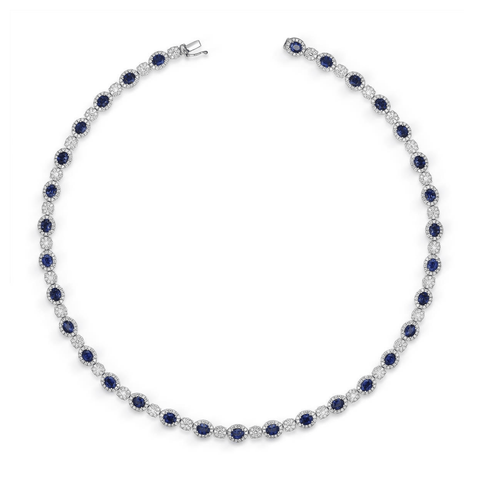 Sapphire Diamond Necklace-Sapphire Diamond Necklace - SNRTJ00037