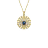 Shy Creation Black & White Diamond 0.23 CT & Blue Sapphire 0.15 CT Eye Necklace-Shy Creation Black & White Diamond & Blue Sapphire Eye Necklace - SC55021961