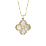 Shy Creation Diamond 0.18 CT & Mother of Pearl 0.94 CT Clover Necklace-Shy Creation Diamond 0.18 CT & Mother of Pearl 0.94 CT Clover Necklace - SC55028484