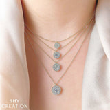 Shy Creation Diamond Cluster Necklace 1.00 CT-Shy Creation Diamond Cluster Necklace 1.00 CT - SC22008049