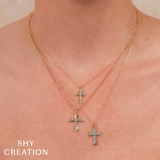 Shy Creation Diamond Cross Faceted Ball Chain Necklace 0.23 CT-Shy Creation Diamond Cross Faceted Ball Chain Necklace 0.23 CT - SC55027537RD