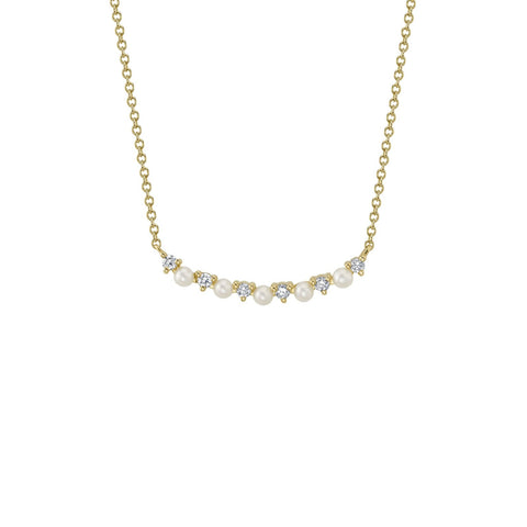 Shy Creation Diamond & Cultured Pearl Necklace 0.12 CT-Shy Creation Diamond & Cultured Pearl Necklace 0.12CT - SC55023346