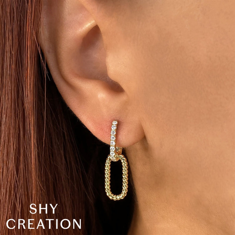 Shy Creation Diamond Earrings 0.34 CT-Shy Creation Diamond Earrings in 14 karat yellow gold with diamonds totaling 0.34 carats