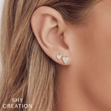 Shy Creation Diamond Heart Stud Earrings 0.14 CT-Shy Creation Diamond Heart Stud Earrings 0.14 CT - SC55006928