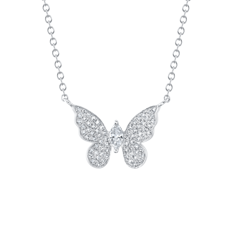 Shy Creation Diamond Marquise Butterfly Necklace 0.23 CT-Shy Creation Diamond Marquise Butterfly Necklace 0.23 CT - SC55024532