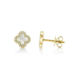Shy Creation Diamond & Mother of Pearl Clover Earrings 0.11 CT-Shy Creation Diamond & Mother of Pearl Clover Earrings 0.11 CT - SC55025137V2