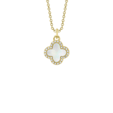 Shy Creation Diamond & Mother Of Pearl Clover Necklace 0.08 CT-Shy Creation Diamond & Mother Of Pearl Clover Necklace 0.08CT SC55025140