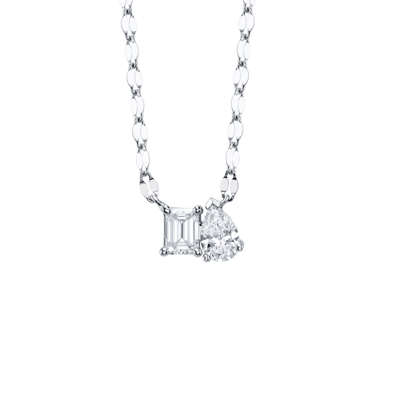 Shy Creation Diamond Emerald Pear Necklace 0.42 CT-Shy Creation Diamond Necklace - SC22010353