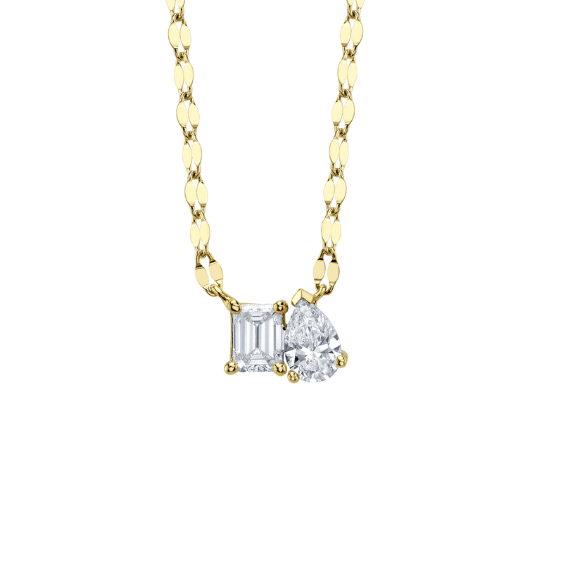 Shy Creation Diamond Emerald Pear Necklace 0.42 CT-Shy Creation Diamond Necklace - SC22010354