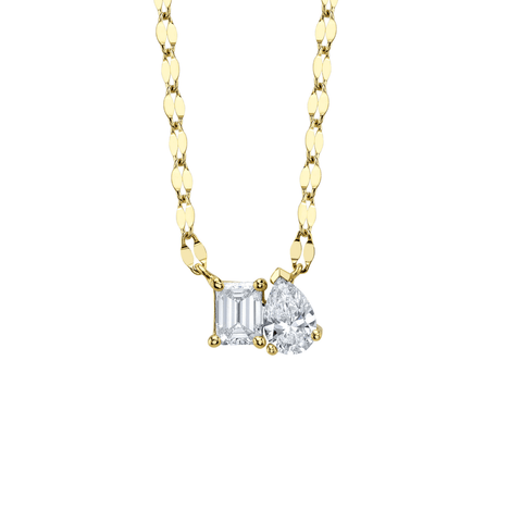 Shy Creation Diamond Emerald Pear Necklace 0.42 CT-Shy Creation Diamond Necklace - SC22010354