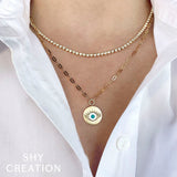 Shy Creation Diamond Paper Clip Necklace 1.13 CT-Shy Creation Diamond Paper Clip Necklace - SC55023563