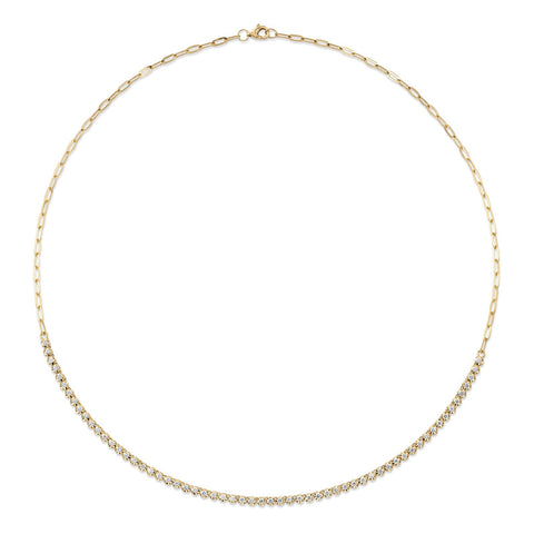 Shy Creation Diamond Paper Clip Necklace 1.13 CT-Shy Creation Diamond Paper Clip Necklace - SC55023563