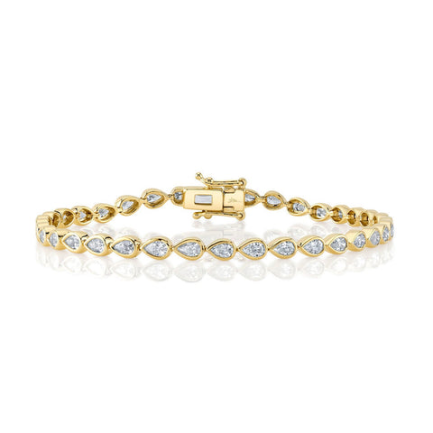Shy Creation Diamond Pear Bezel Tennis Bracelet 2.71 CT-Shy Creation Diamond Pear Bezel Tennis Bracelet 2.71 CT - SC55024445