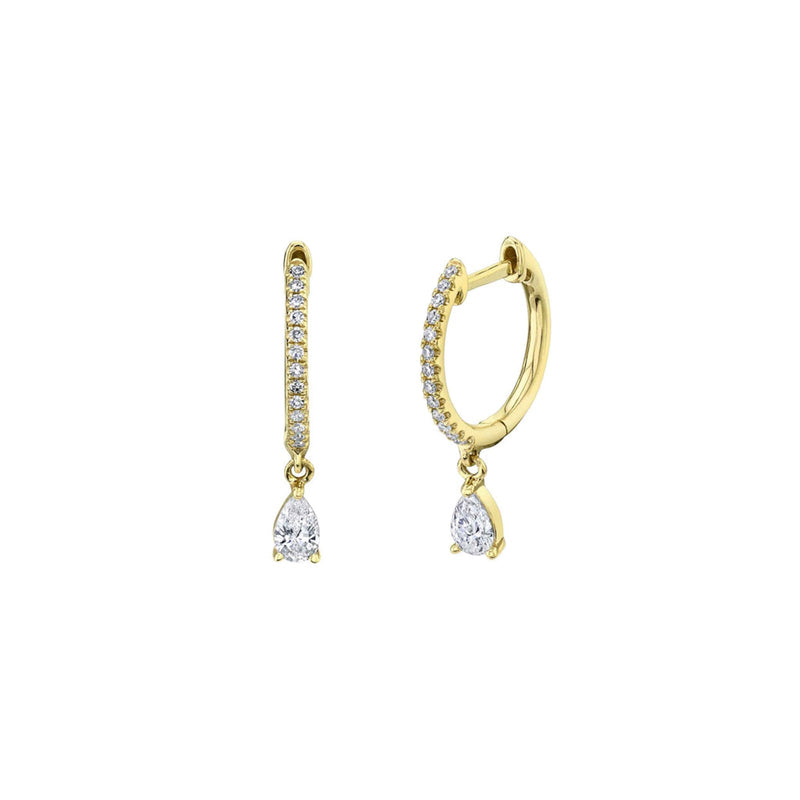 Shy Creation Diamond Pear Huggie Earrings 0.33 CT-Shy Creation Diamond Pear Huggie Earrings 0.33 CT - SC55021621