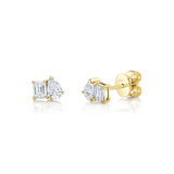 Shy Creation Diamond Emerald Pear Stud Earrings 0.84 CT-Shy Creation Diamond Stud Earrings - SC22010351