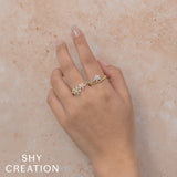 Shy Creation Diamond Pear Flower Ring 0.86 CT-Shy Creation Flower Diamond Ring - SC55029095