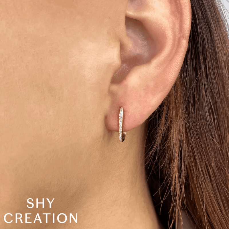 Shy Creation Katie Diamond Oval Hoop Earrings 0.08CT-Shy Creation Katie Diamond Oval Hoop Earrings 0.08CT - SC55014489H0.60