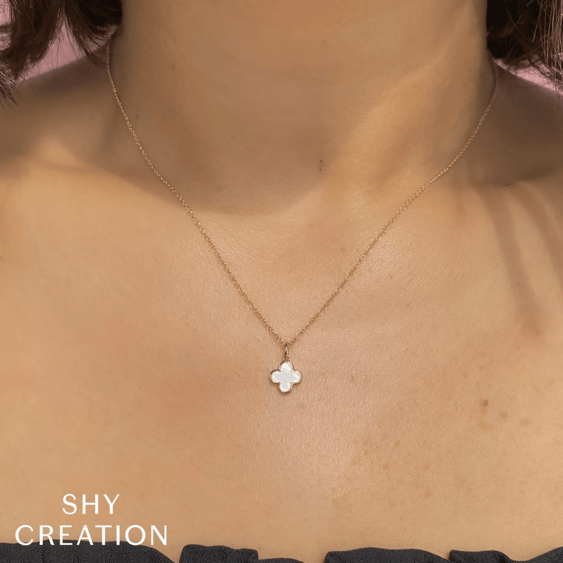 Shy Creation Mother-of-Pearl Clover Necklace 0.33 CT-Shy Creation Mother - of - Pearl Clover Necklace 0.33 CT - SC55025600V2