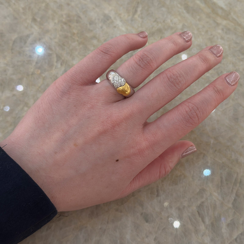 Two Tone Diamond Heart Ring with Secret 