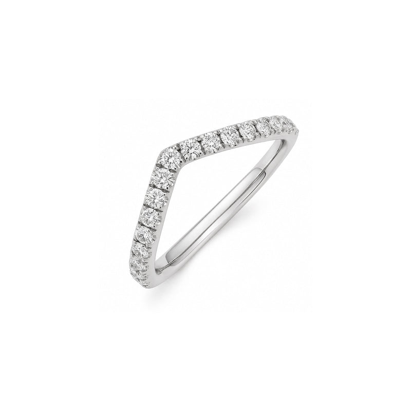 White Gold Chevron Pavé Diamond Curved Band-White Gold Chevron Pavé Diamond Curved Band - DRRTJ00109