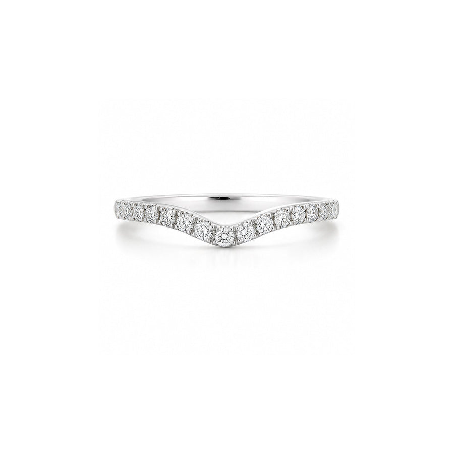 White Gold Curved Pavé Diamond Contour Band - DRRTJ00117