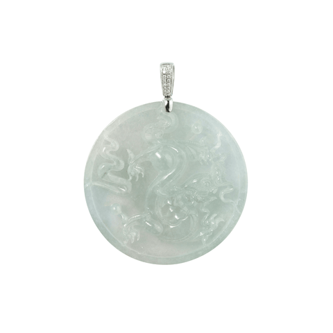 White Jade Diamond Pendant and Chain-White Jade Diamond Pendant and Chain - ONNEL00927
