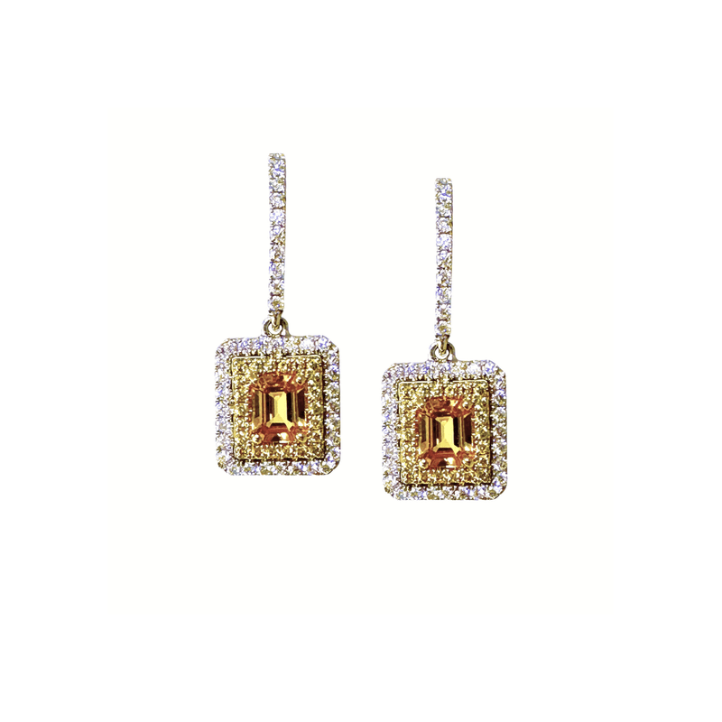 Yellow Sapphire Diamond Earrings-Yellow Sapphire Diamond Earrings SETIJ00992