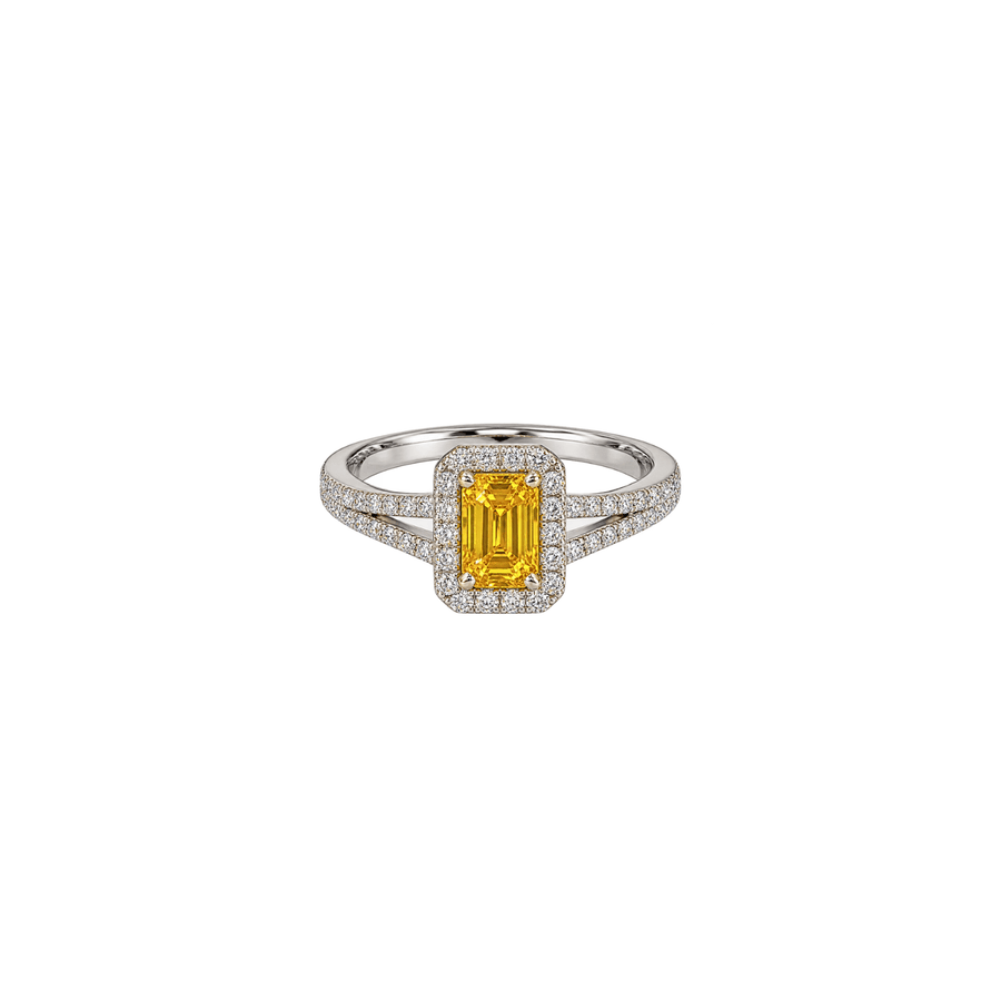 Yellow Sapphire Diamond Halo Ring - SRTIJ02455