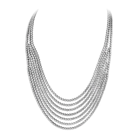 A Link 7 Rows Diamond Necklace-A Link 7 Rows Diamond Necklace -