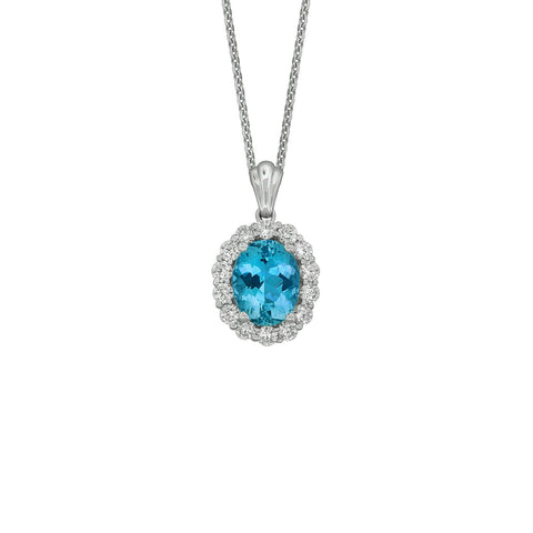 Aquamarine Diamond Necklace-Aquamarine Diamond Necklace -